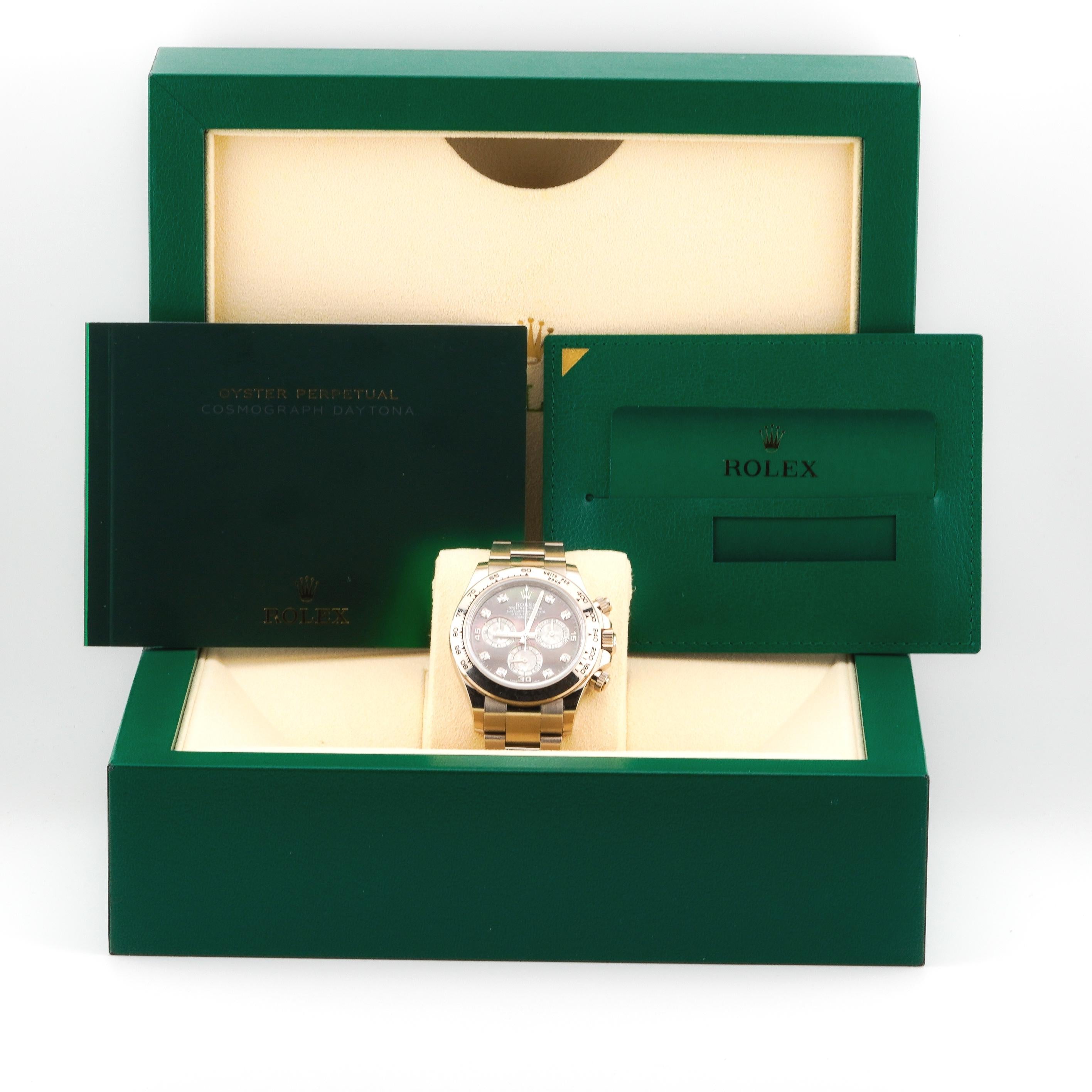 Rolex Daytona 116509 18k Gold MoP Dial Diamond Indices Watch w/ Box and Papers