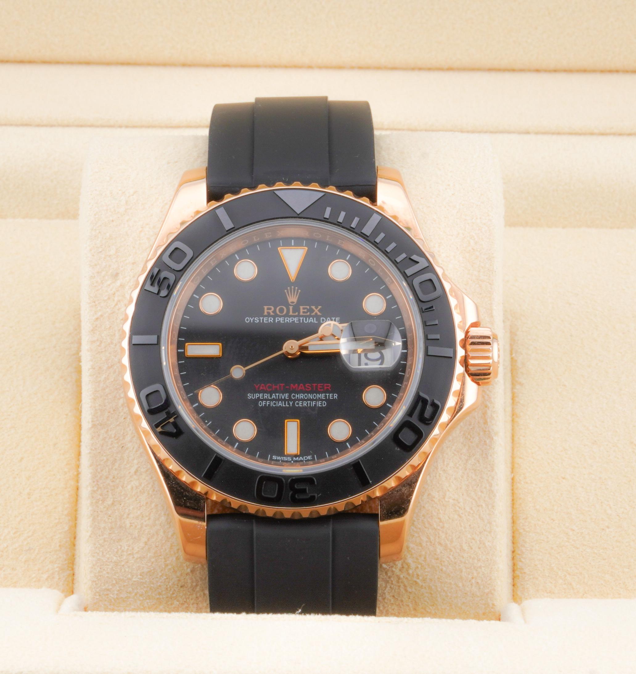 Rolex 2016 Yacht-Master 116655 18k Rose Gold Oysterflex Watch w/ Box and Papers