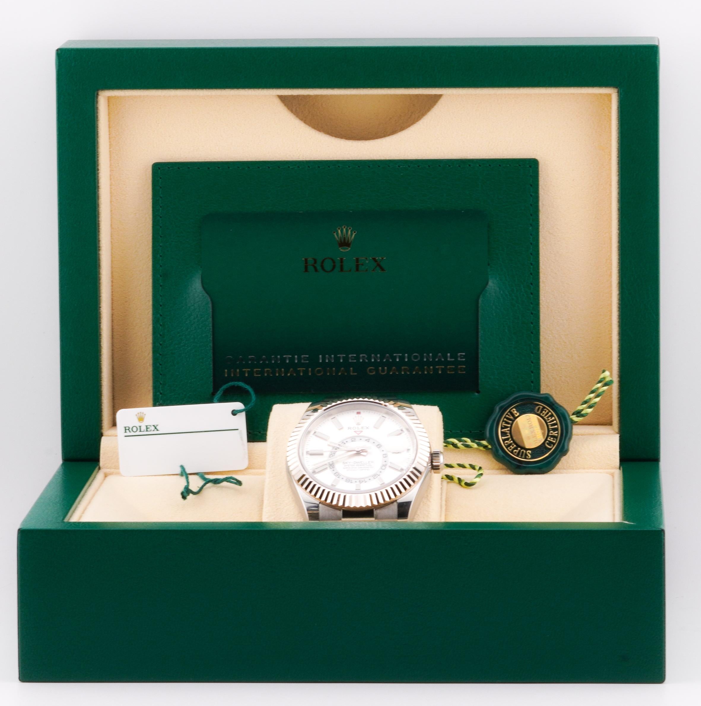 Rolex 2022 Sky-Dweller 326934 Stainless Steel White Dial Watch w/ Box and Card