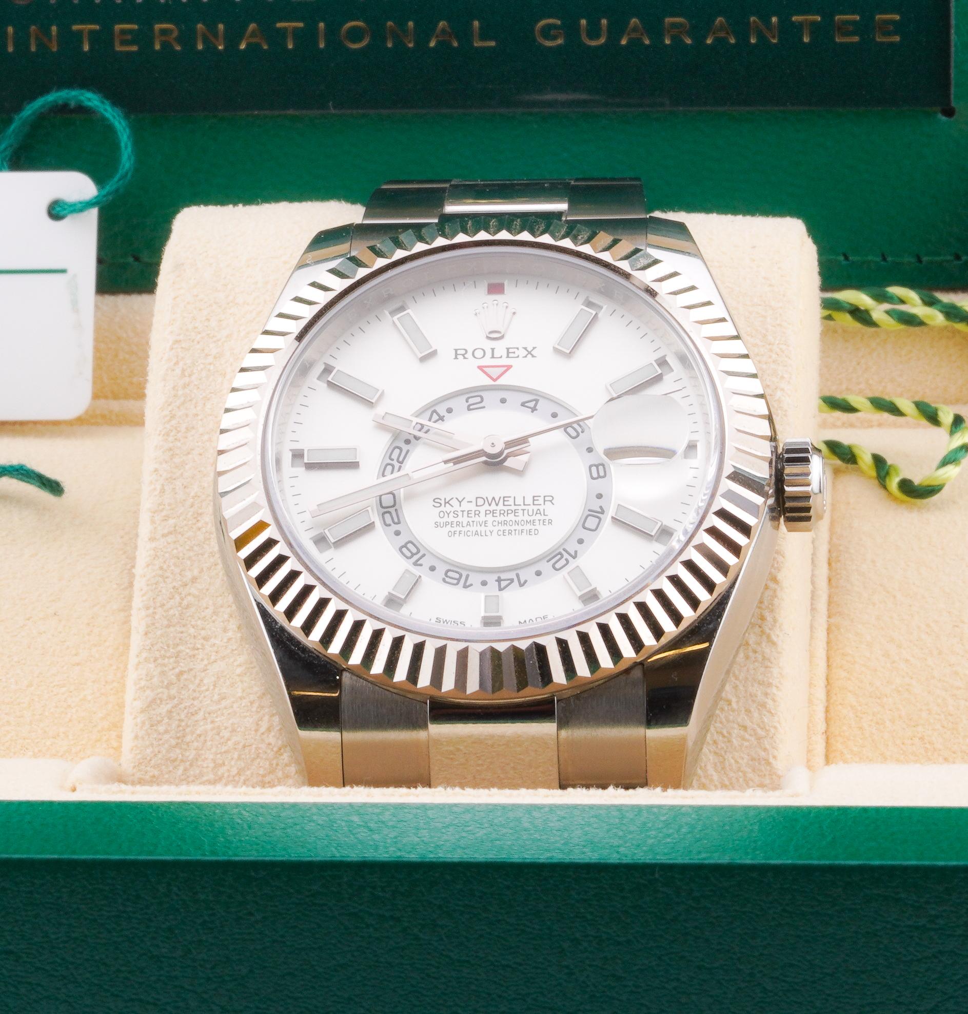 Rolex 2022 Sky-Dweller 326934 Stainless Steel White Dial Watch w/ Box and Card
