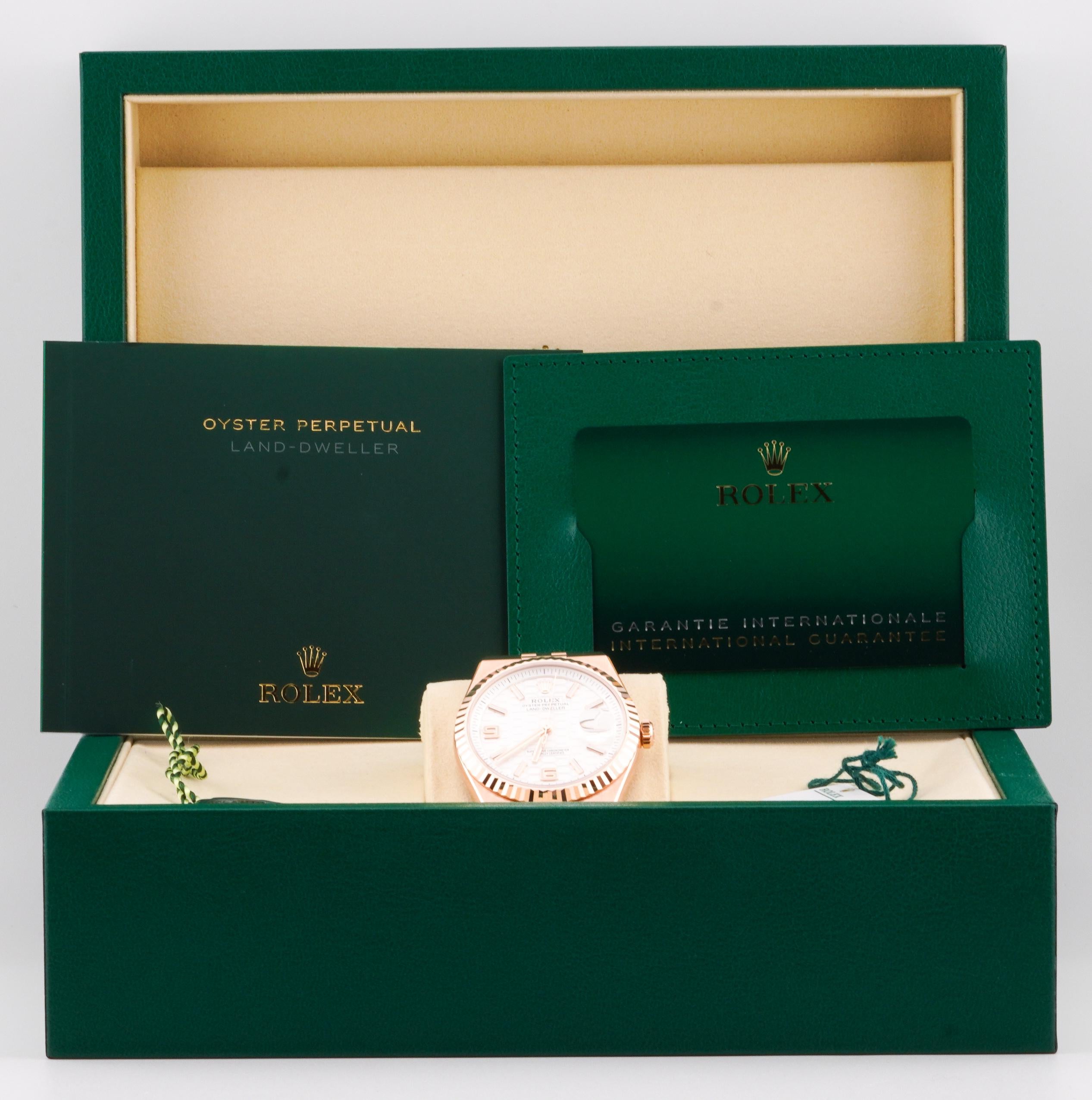Rolex 2025 Land Dweller - 127335 18k Rose Gold 40mm White Dial Watch w/ FULL SET