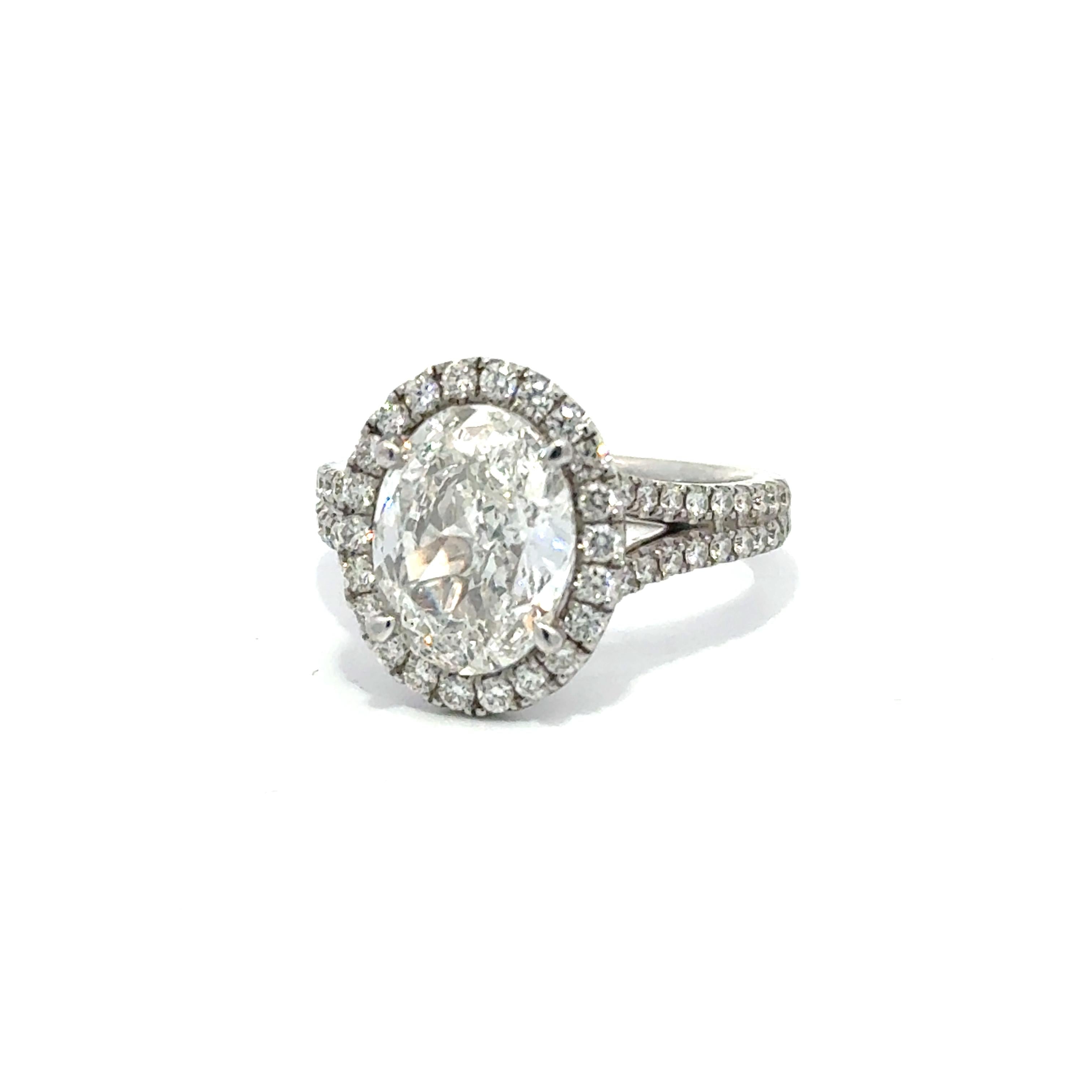 GIA Certified 3.02ct Oval Diamond 14k White Gold Engagement Ring Size 6.5