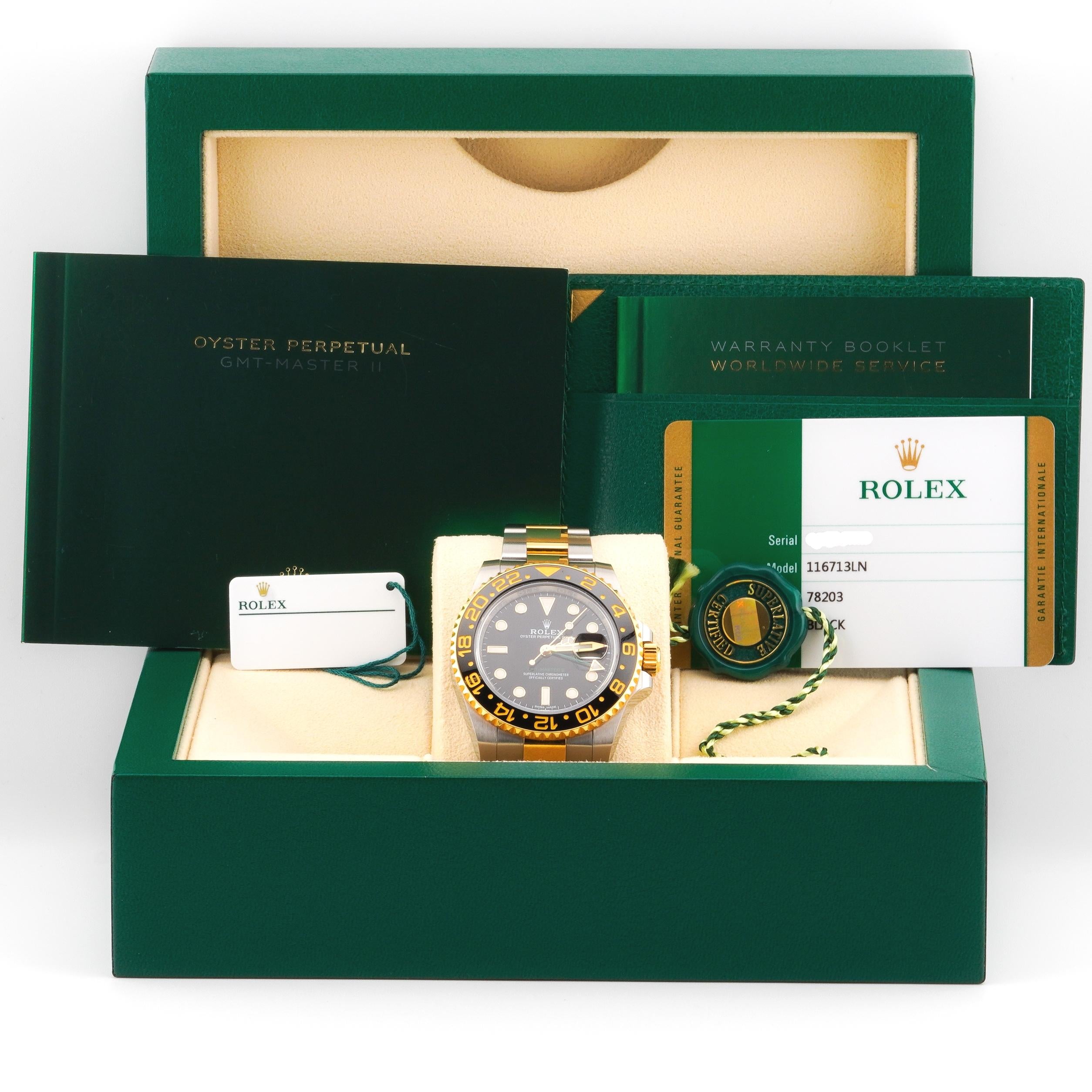 Rolex 2018 GMT-Master II 116713LN 2-Tone Black Dial Wrist Watch w/Box and Papers