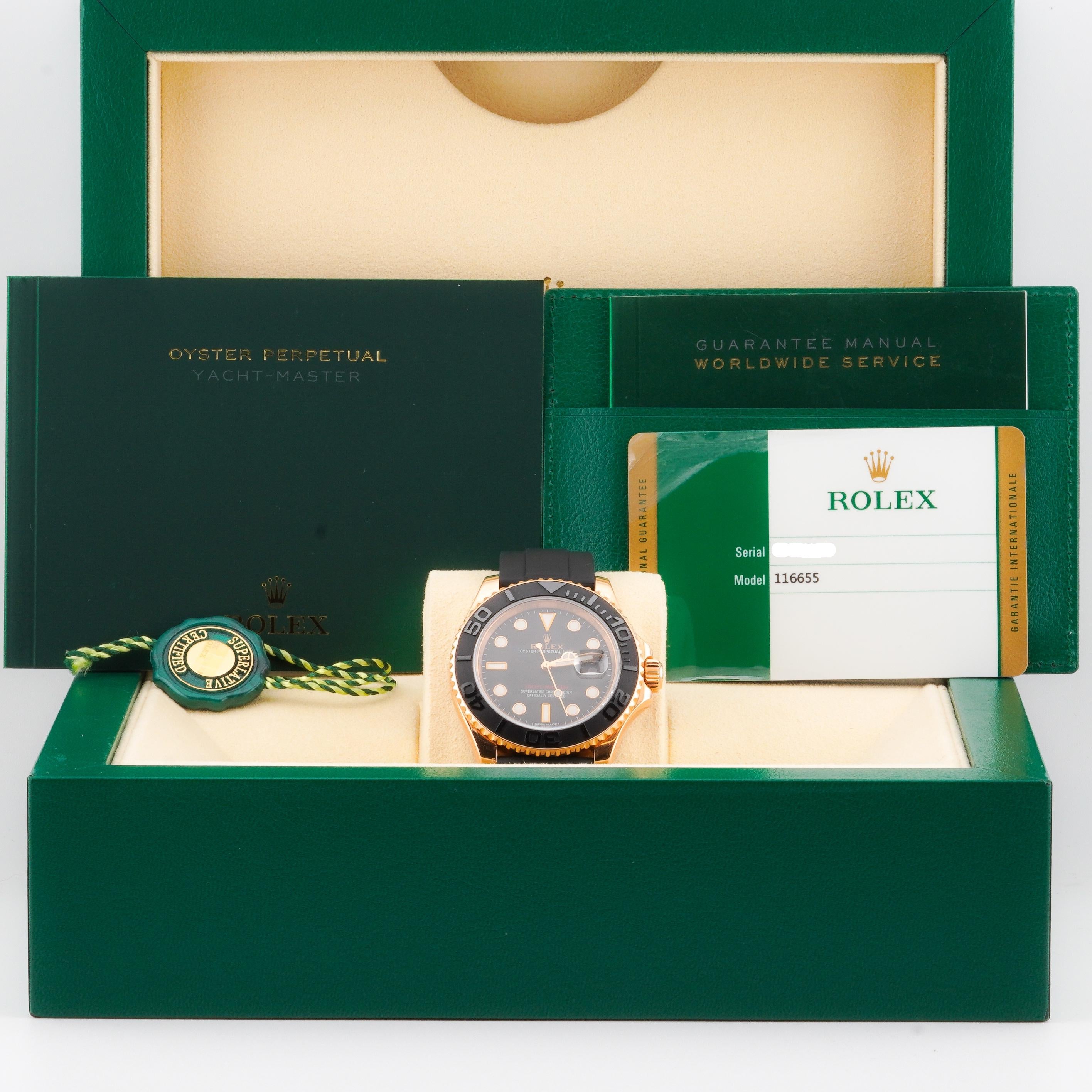 Rolex 2016 Yacht-Master 116655 18k Rose Gold Oysterflex Watch w/ Box and Papers