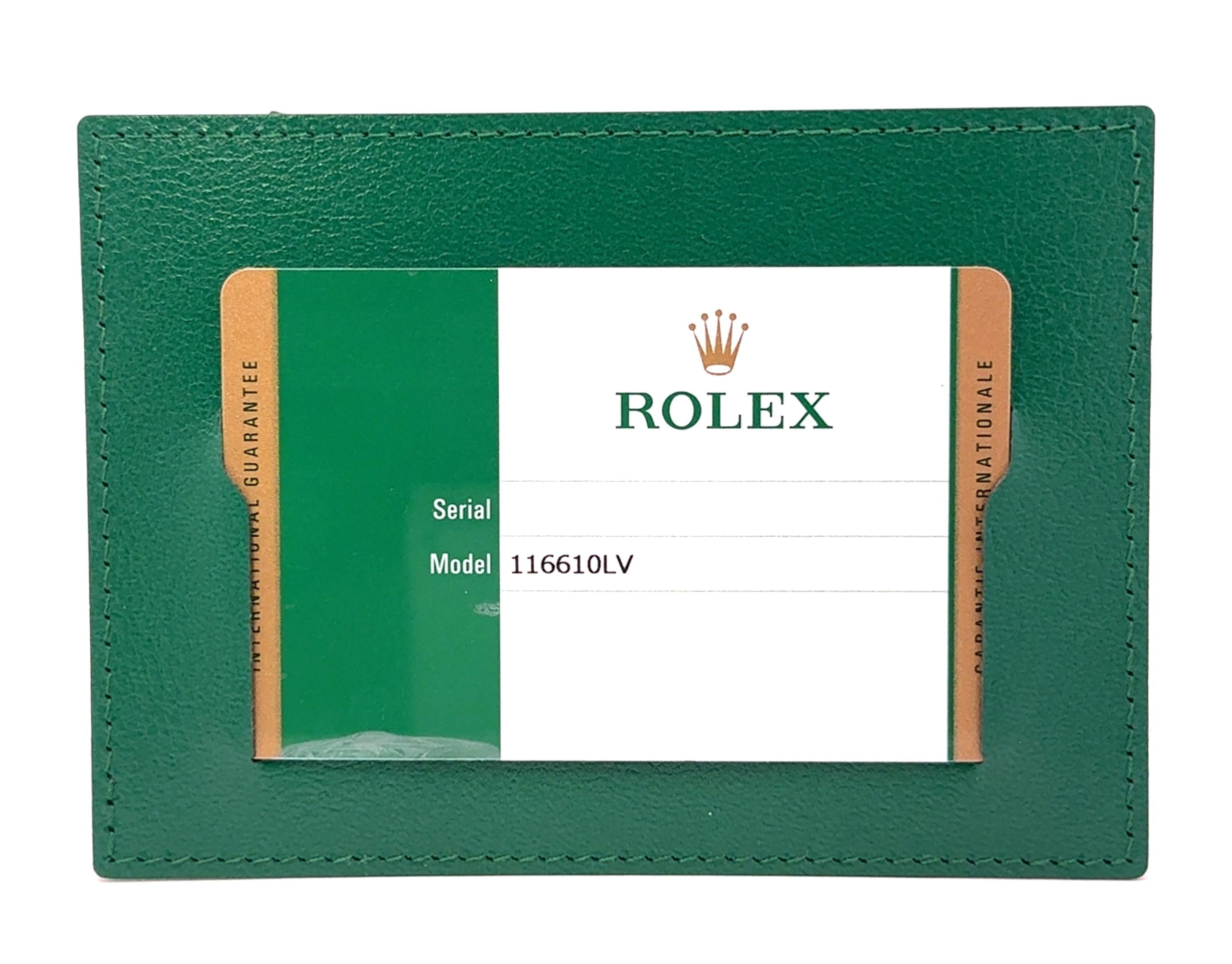 Rolex 2016 Submariner - 116610LV Stainless Steel Oyster Watch w/ Card and Box