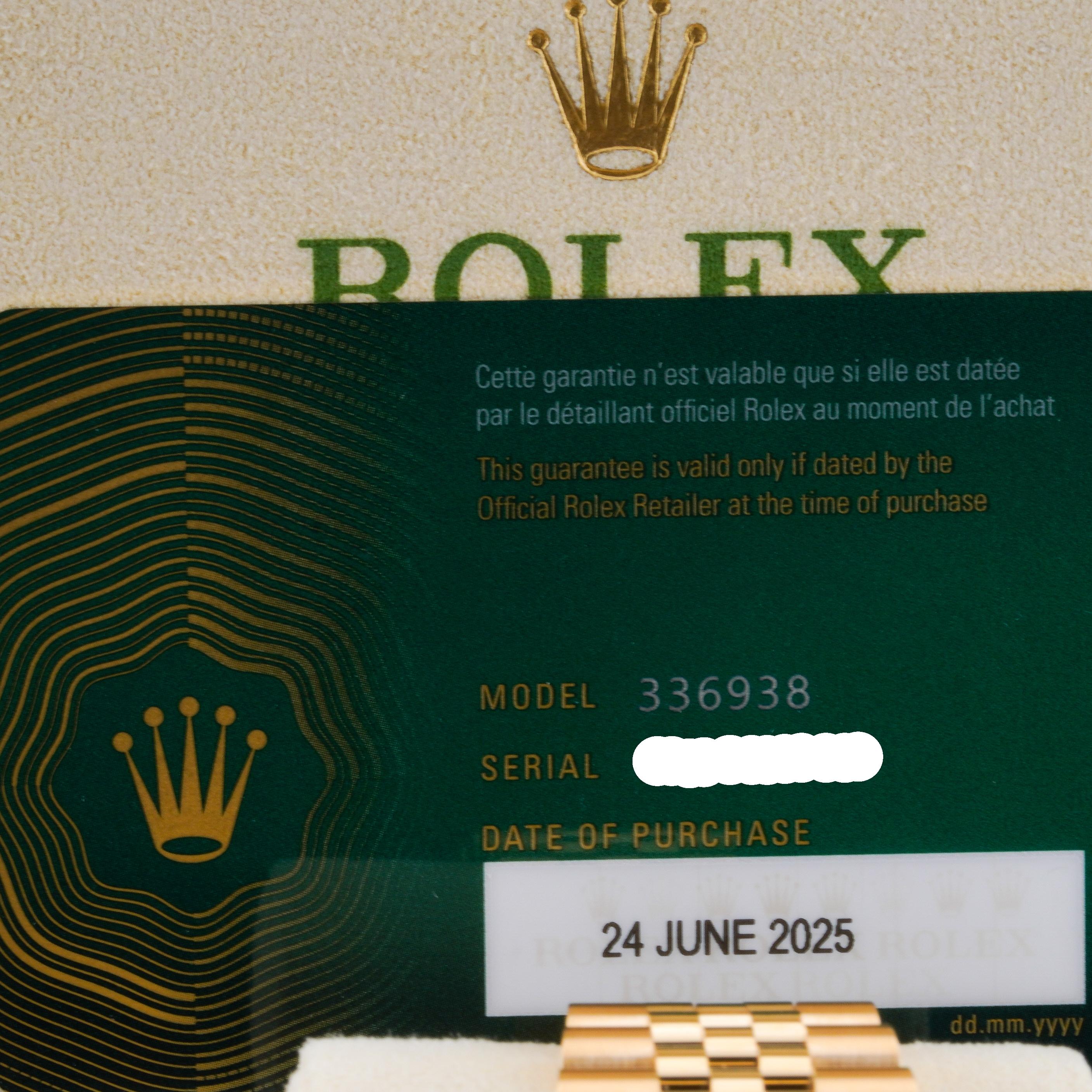 Rolex 2025 Sky-Dweller 336938 Green Dial 42mm 18k Yellow Gold Watch Full Set
