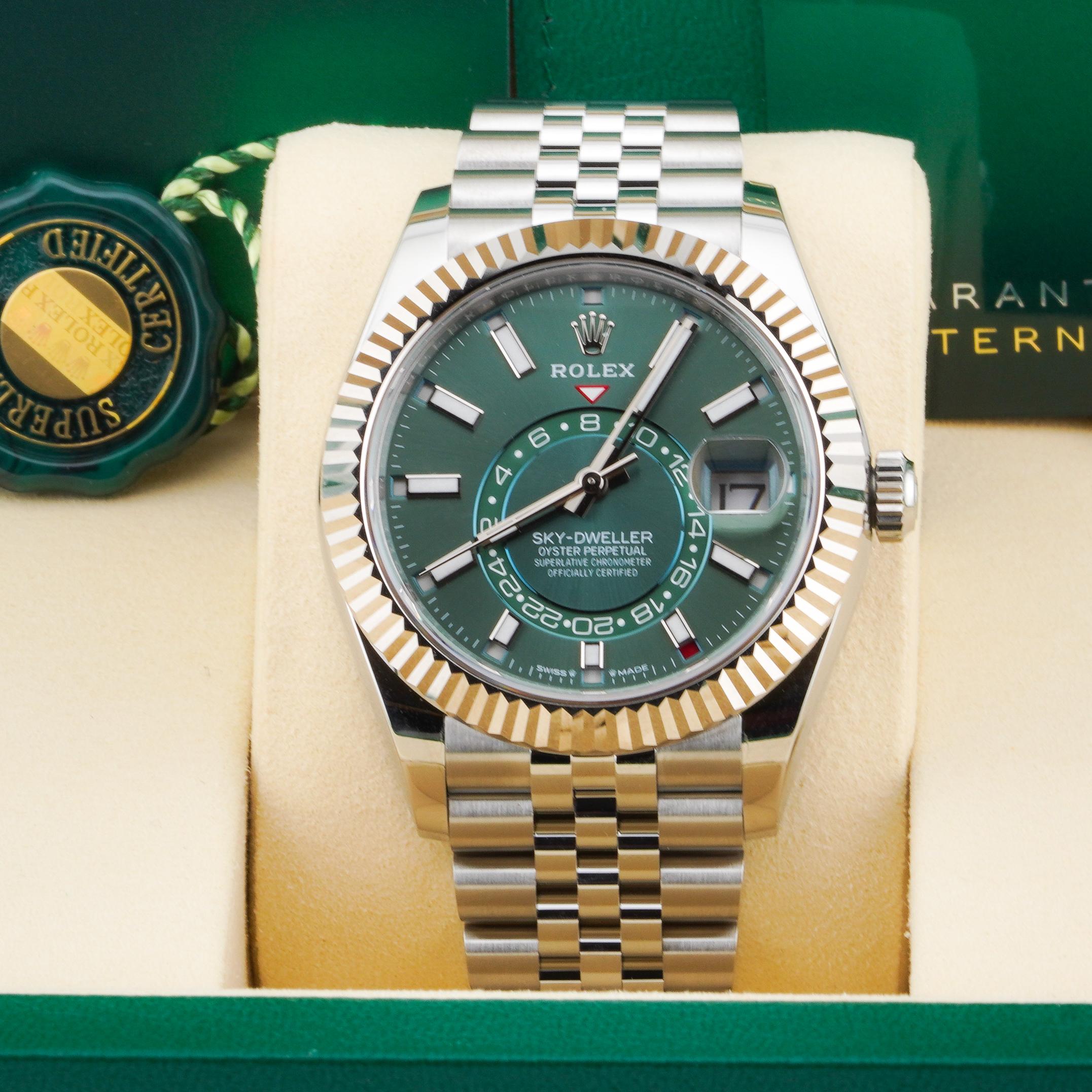 Rolex 2025 Sky-Dweller 336934 Mint Green Dial Stainless Watch w/ Box and Papers