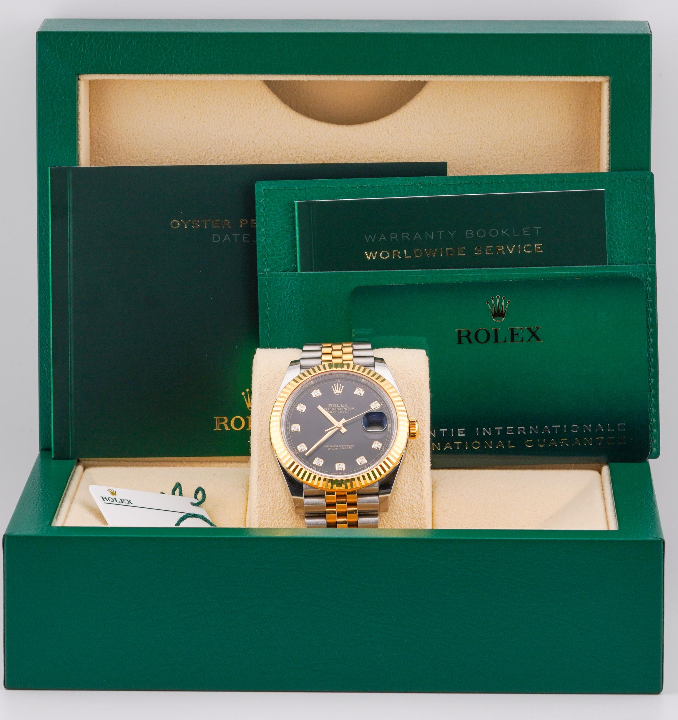 Rolex 2021 Datejust 126333 Two Tone Black Diamond Dial Watch w/ Box and Papers