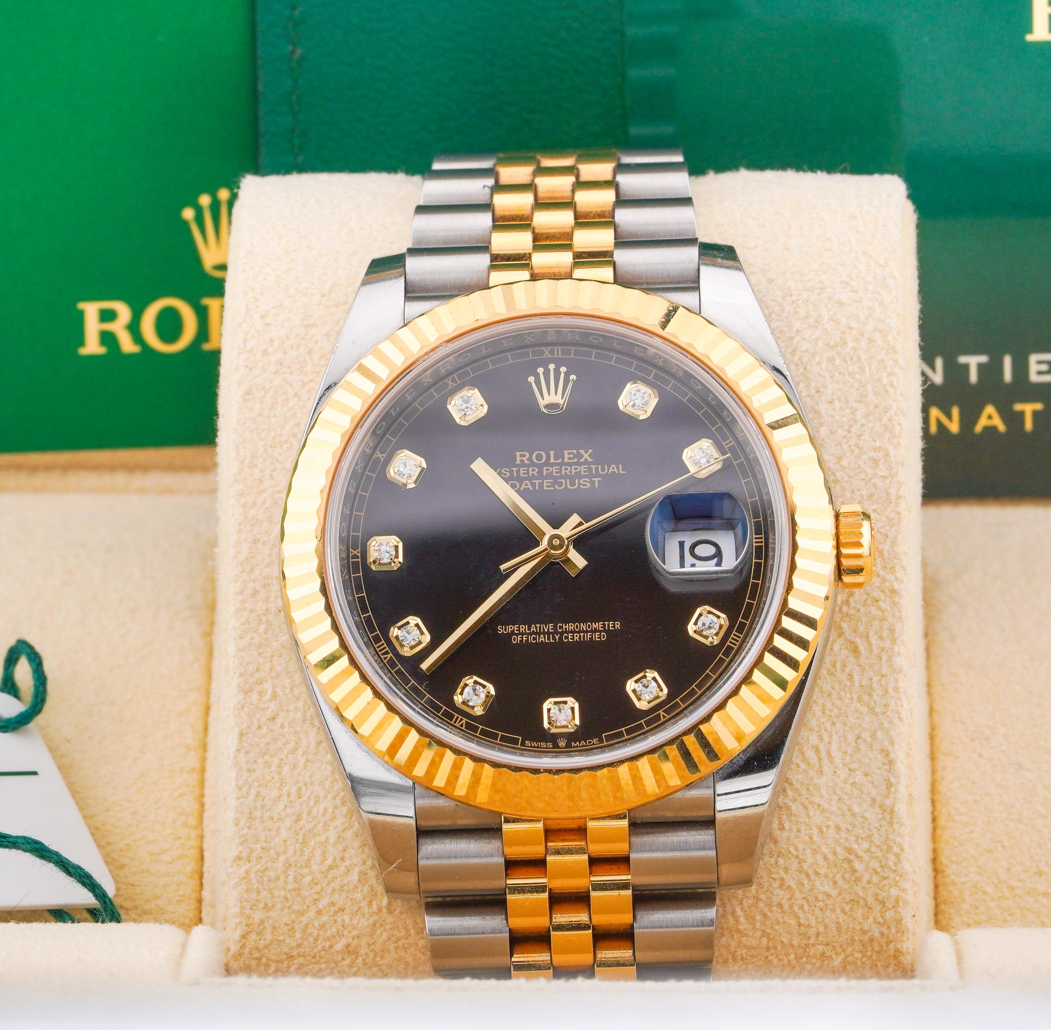 Rolex 2021 Datejust 126333 Two Tone Black Diamond Dial Watch w/ Box and Papers
