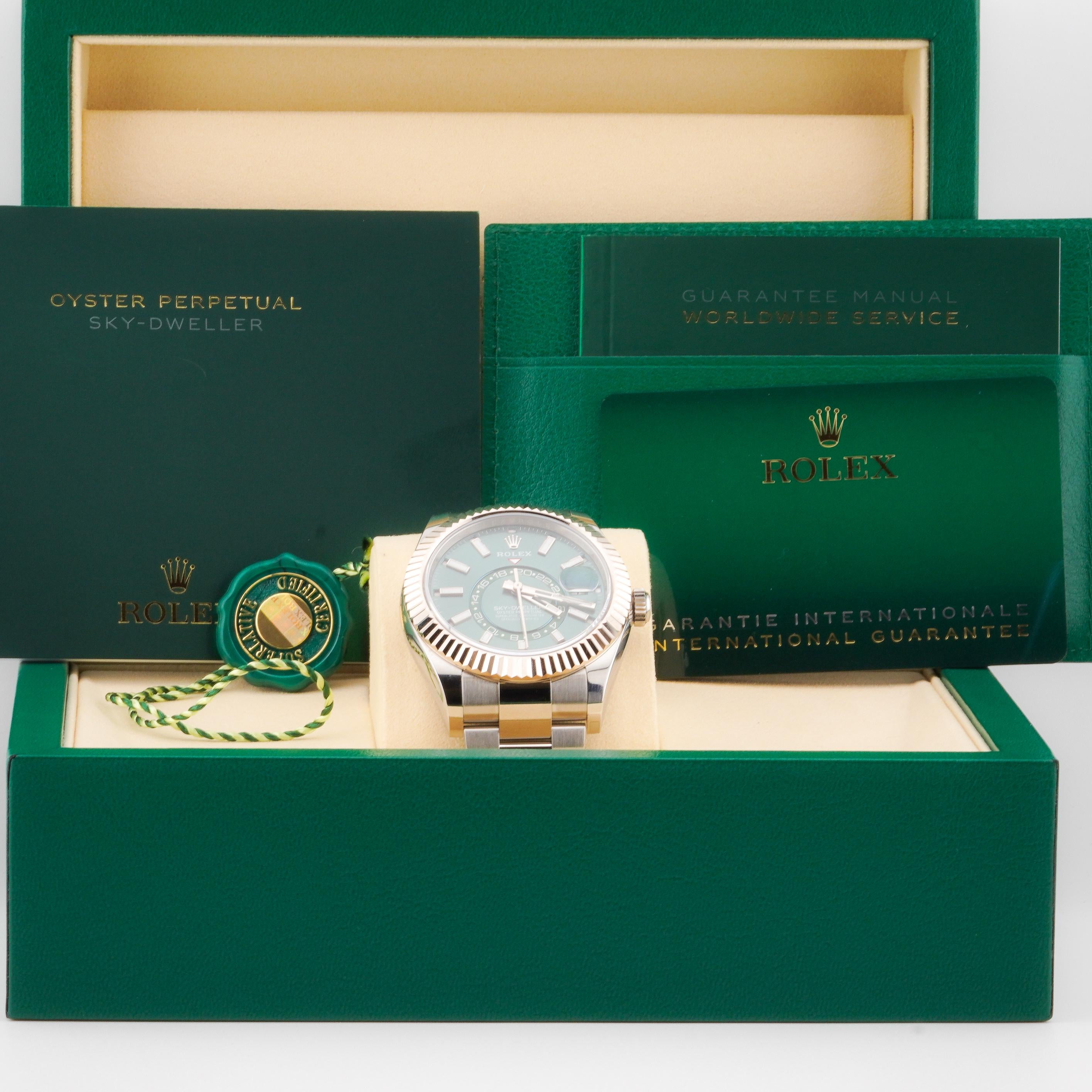 Rolex 2025 Sky Dweller 336934 Green 42mm Stainless Steel Watch w/ Box and Papers