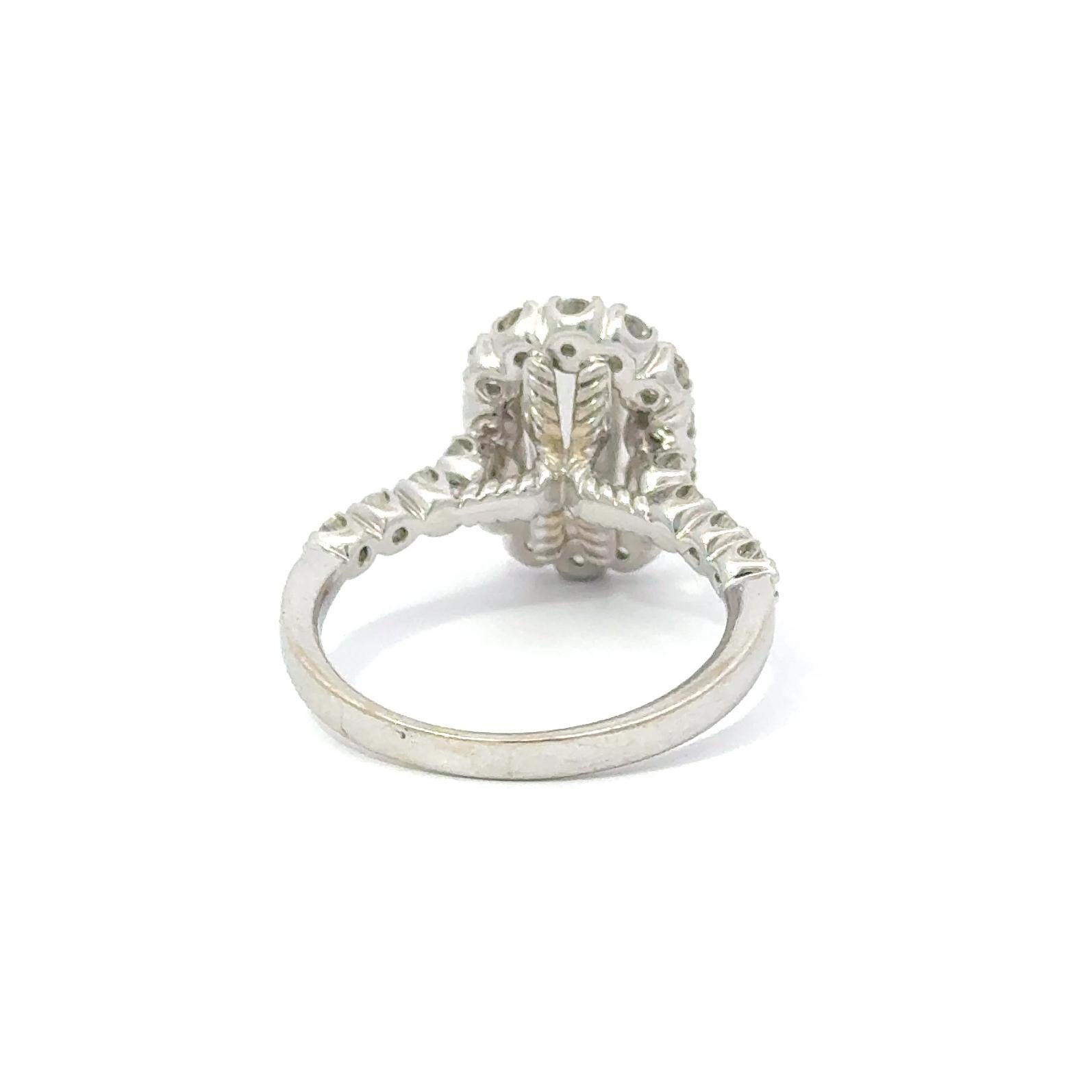 GIA Report 1.35ct Mod. Rectangular G/SI2 Diamond Engagement Ring Size 6.75