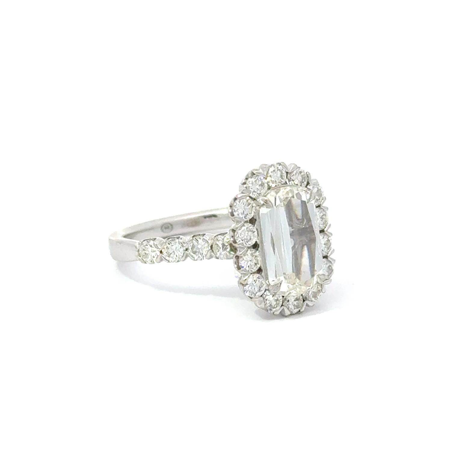 GIA Report 1.35ct Mod. Rectangular G/SI2 Diamond Engagement Ring Size 6.75