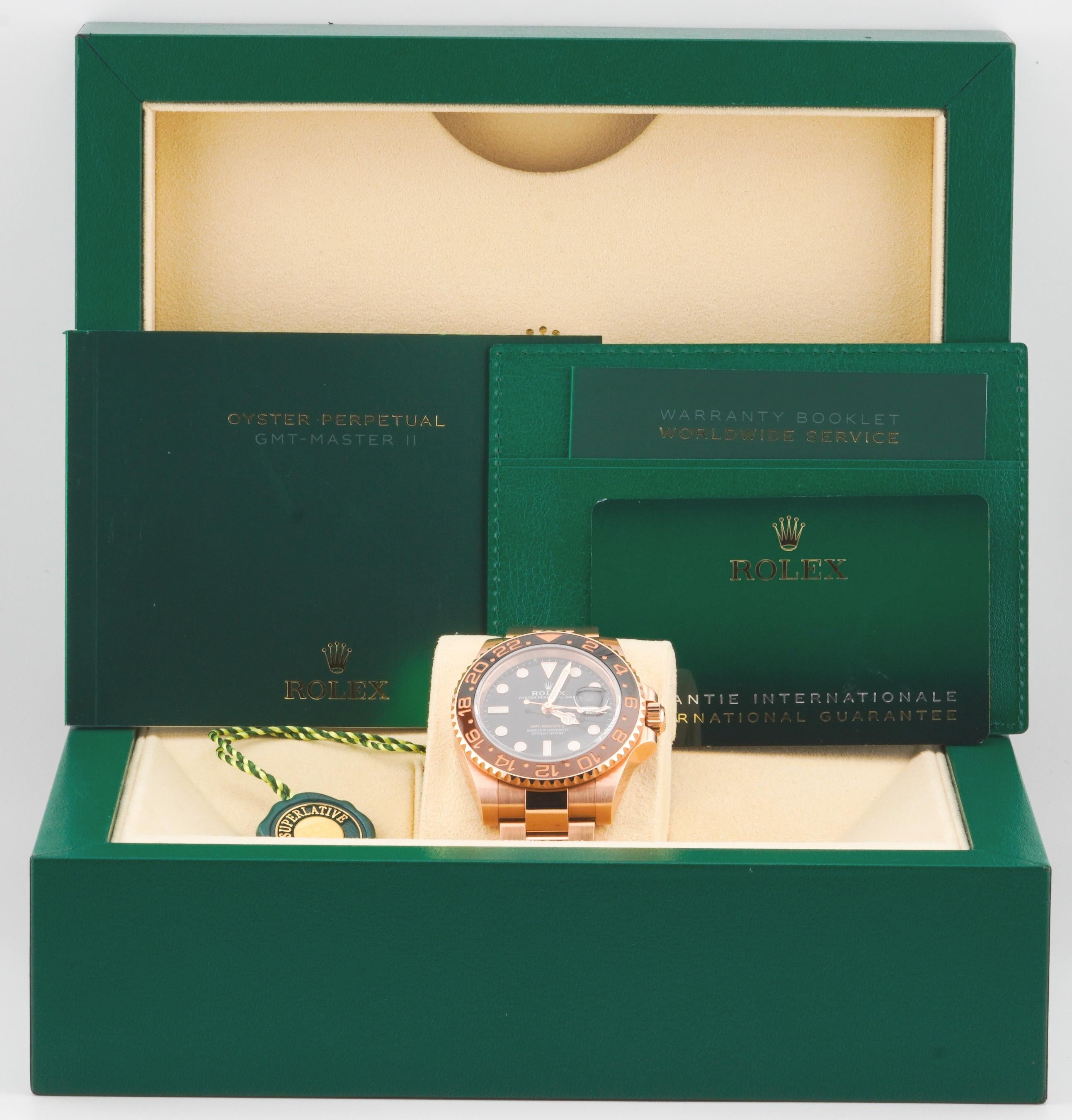 Rolex 2024 GMT-Master II 126715CHNR 40mm Rose Gold Watch w/ FULL SET