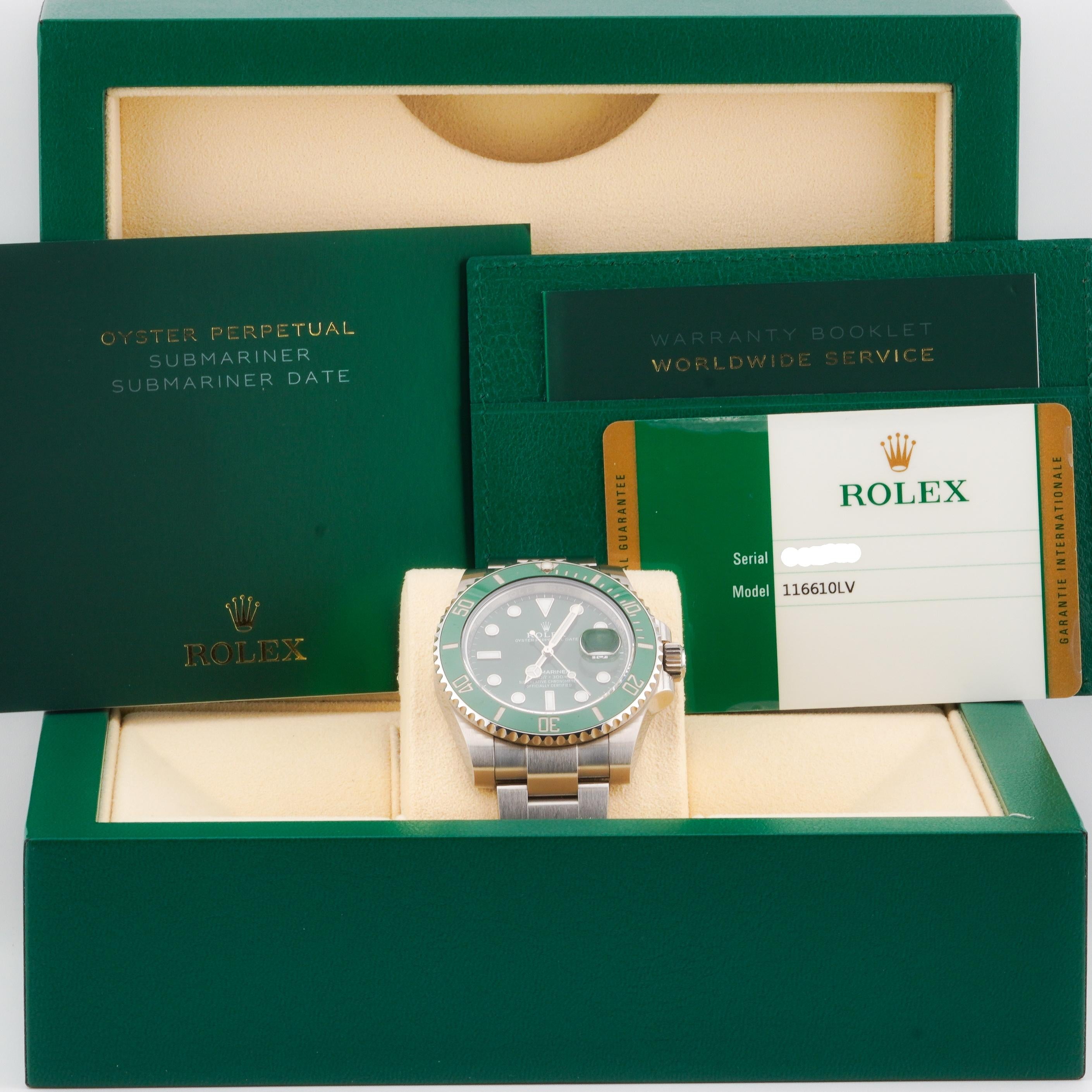 Rolex 2018 Submariner 116610LV Stainless Steel Watch w/ Box and Papers