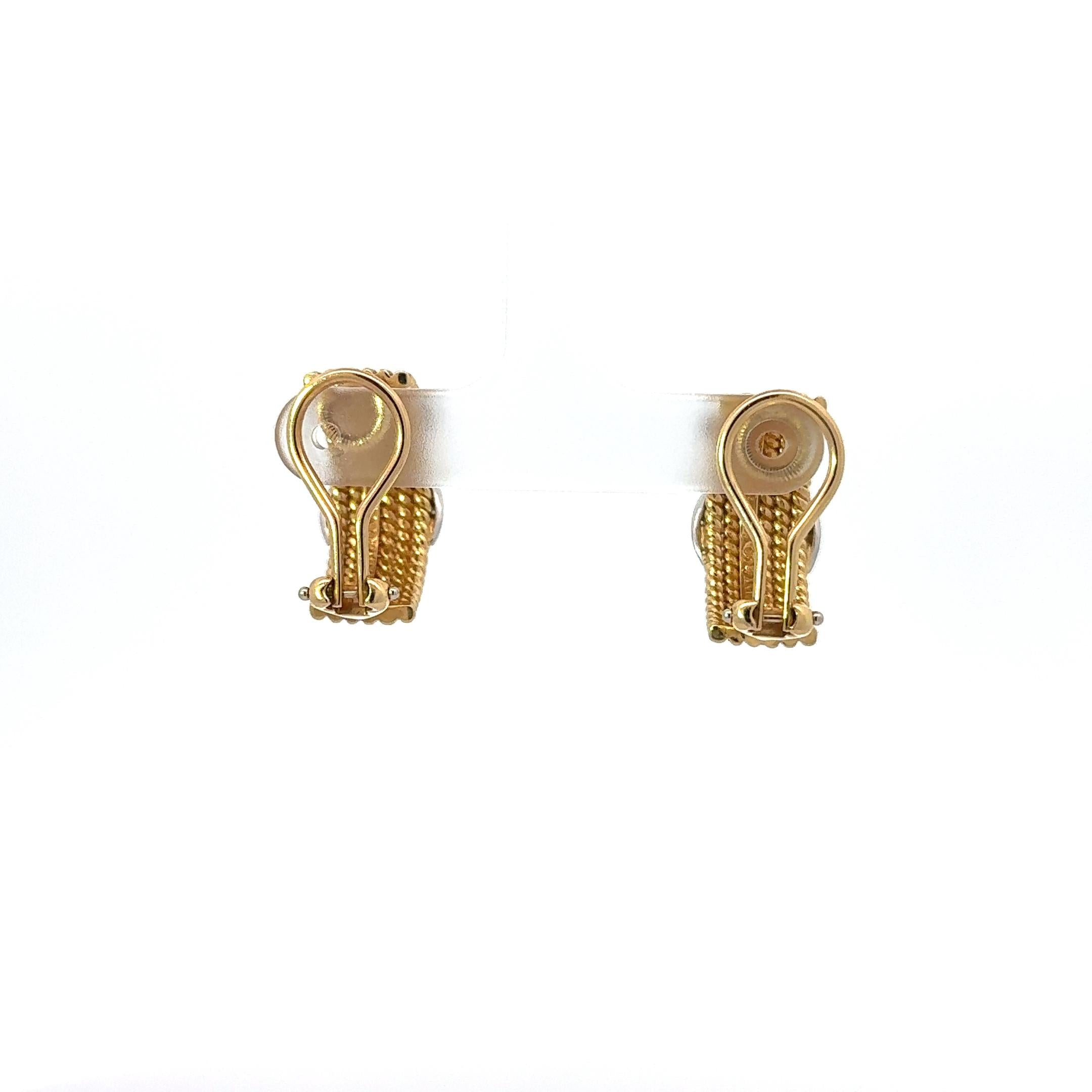 Tiffany And Co Schlumberger 18k Gold and 950 Platinum Diamond X 6 Rope Earrings