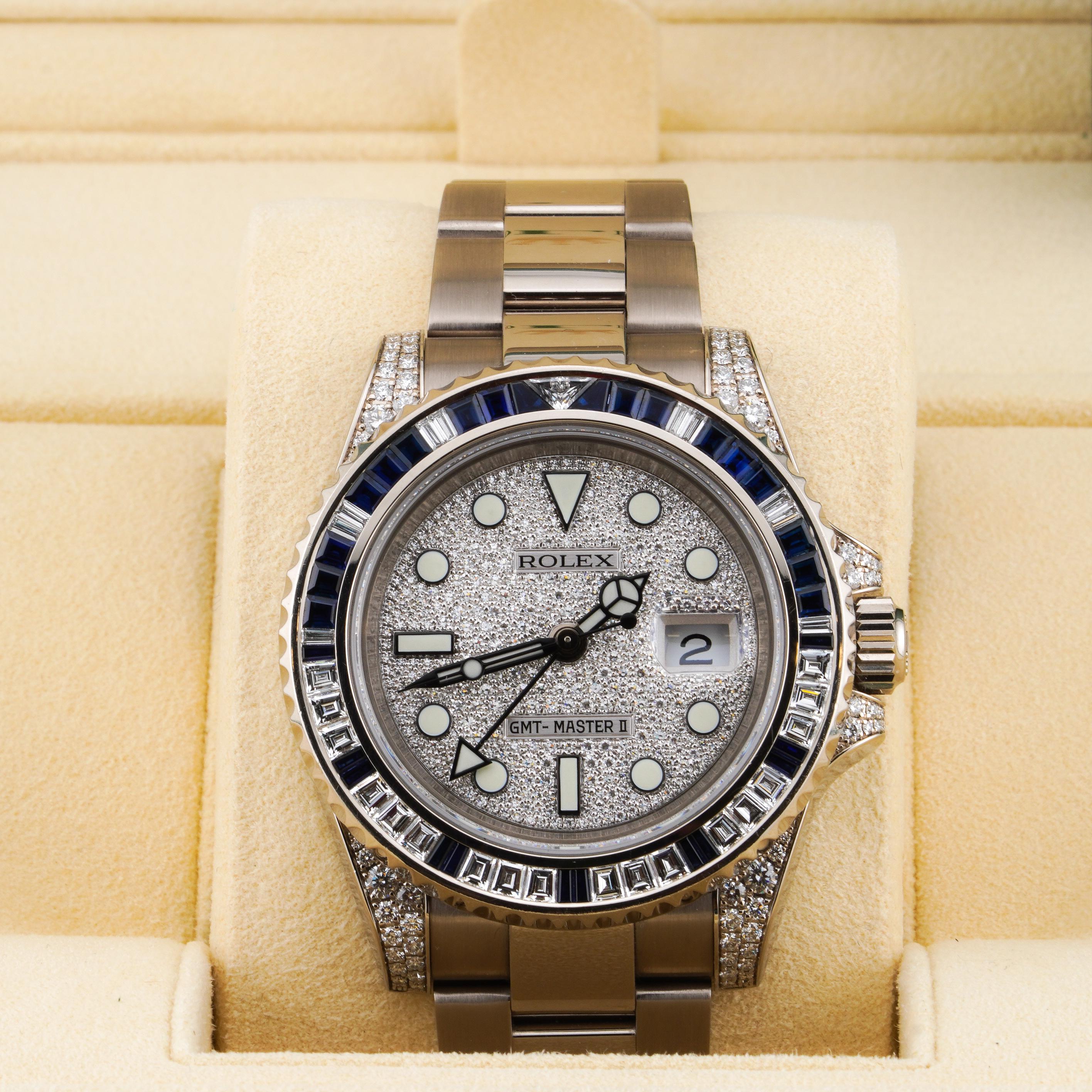 Rolex GMT-Master II 116759SA White Gold 40mm Diamond/Sapphire Bezel Wrist Watch