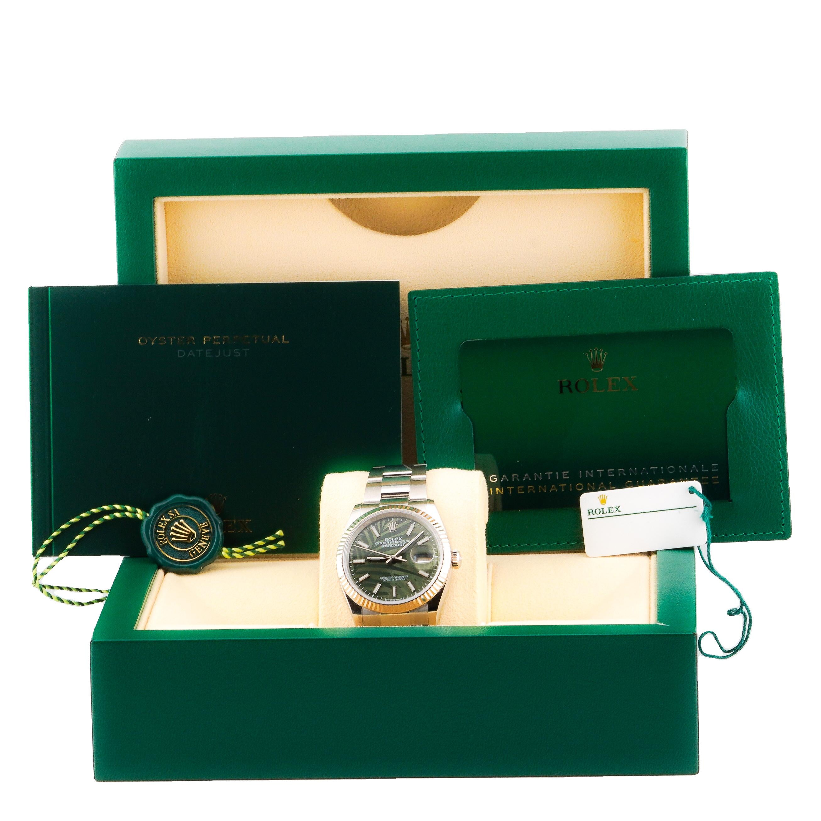 Rolex 2022 Datejust 126234 Green Palm Dial 36mm Watch w/ Box and Papers