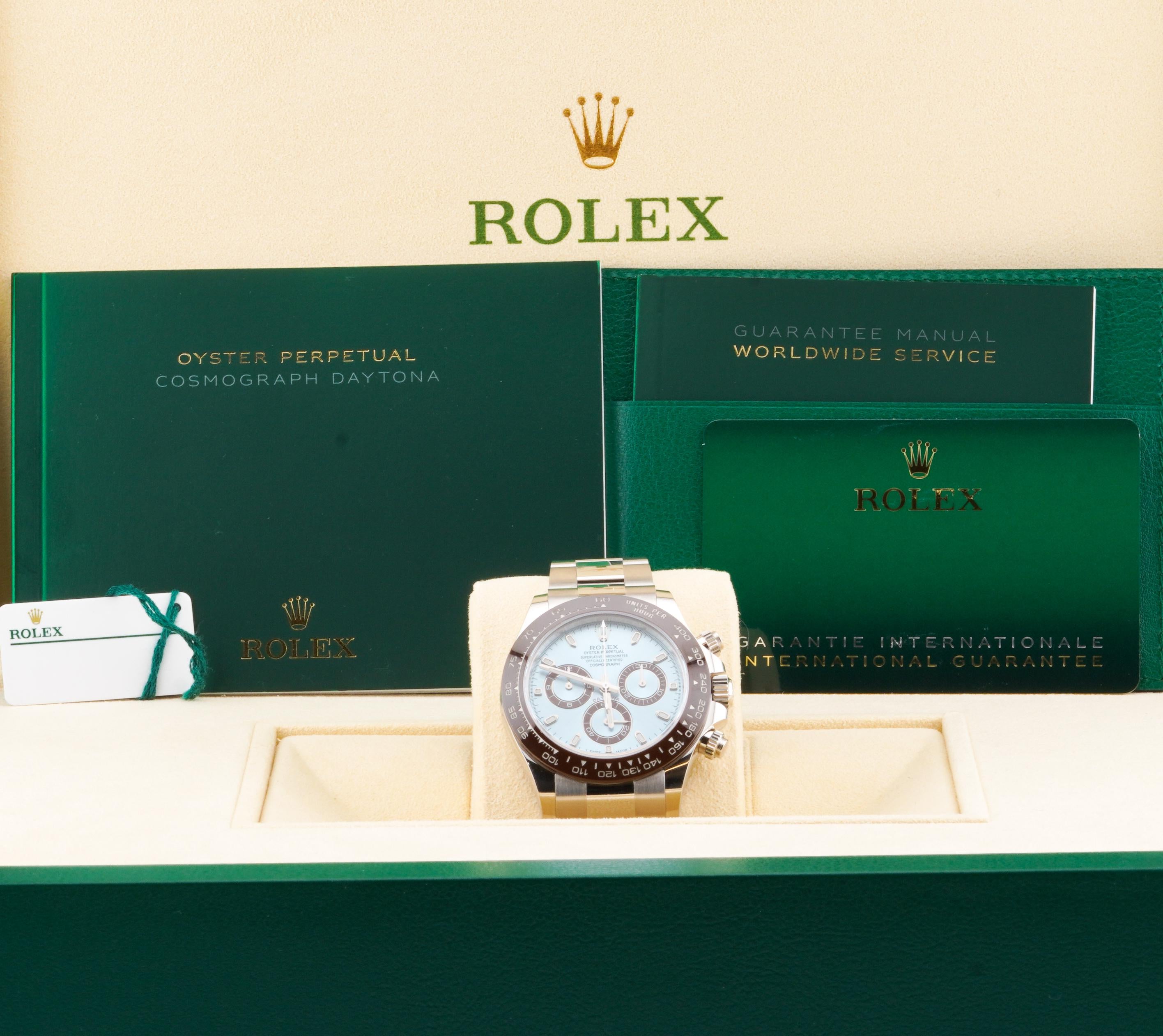 Rolex 2021 Daytona Model 116506 Platinum Ice Dial Watch w/ Box and Papers