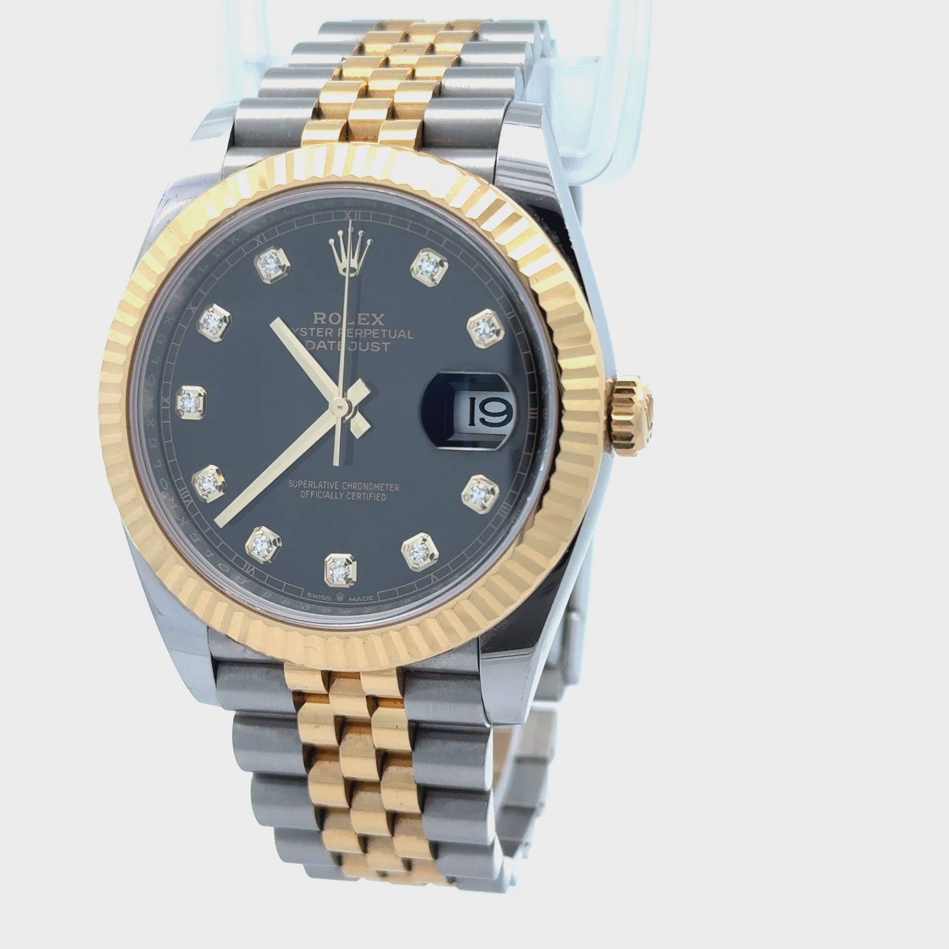Rolex 2021 Datejust 126333 Two Tone Black Diamond Dial Watch w/ Box and Papers