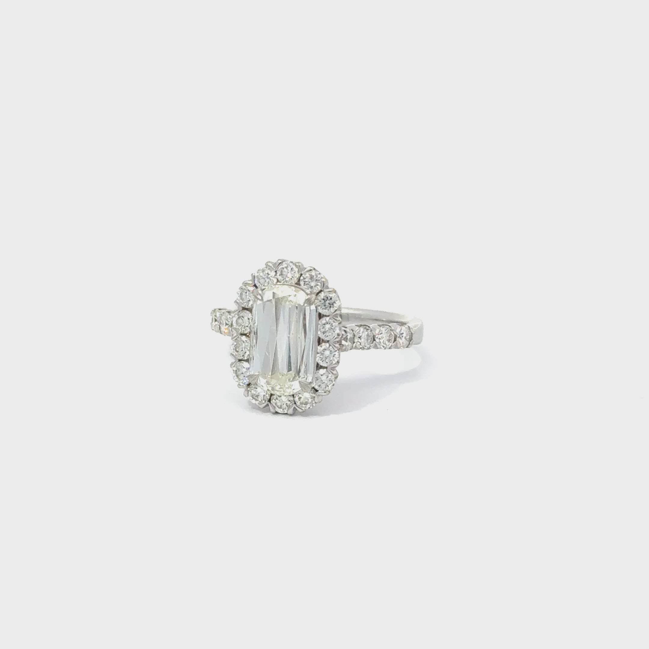 GIA Report 1.35ct Mod. Rectangular G/SI2 Diamond Engagement Ring Size 6.75
